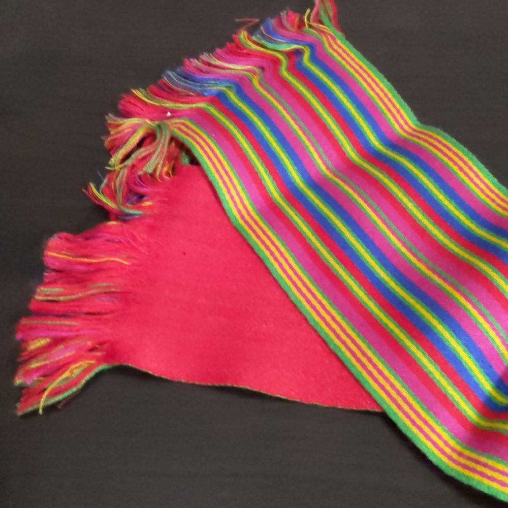 Reversible Multicolor Red Fabric Belt